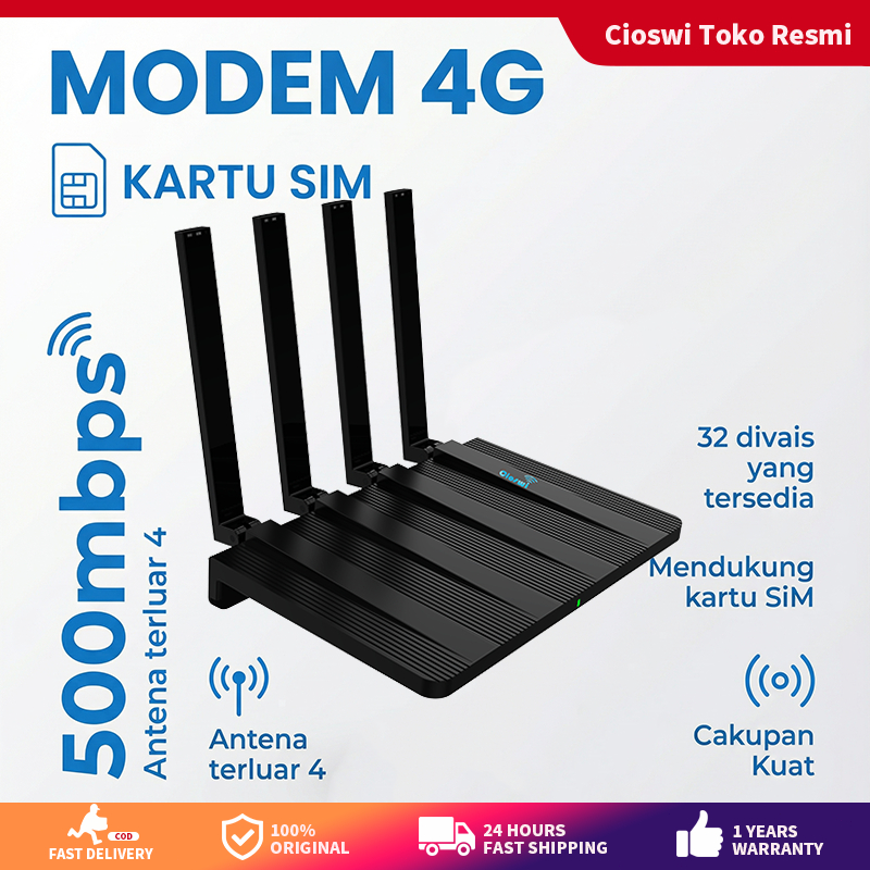 Cioswi 4G WiFi Router 500Mbps Dengan Kartu SIM
