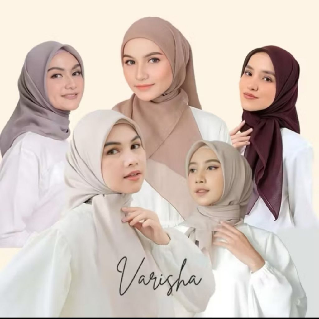 HIJAB VARISHA SEGI EMPAT BAHAN PARIS PREMIUM MOTIF POLOS UKURAN 110x110 WARNA NUDE