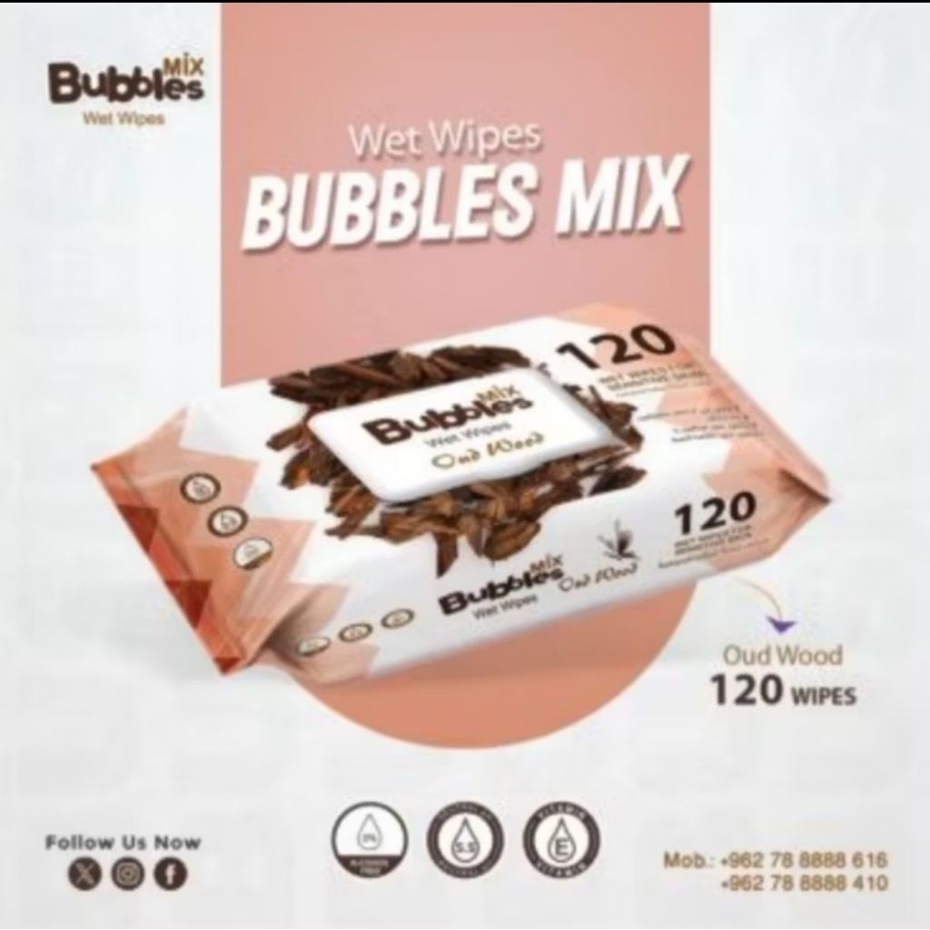 Bubbles Mix Wet Wipes Isi 120s - Tisu Basah Aroma Gaharu Tissue
