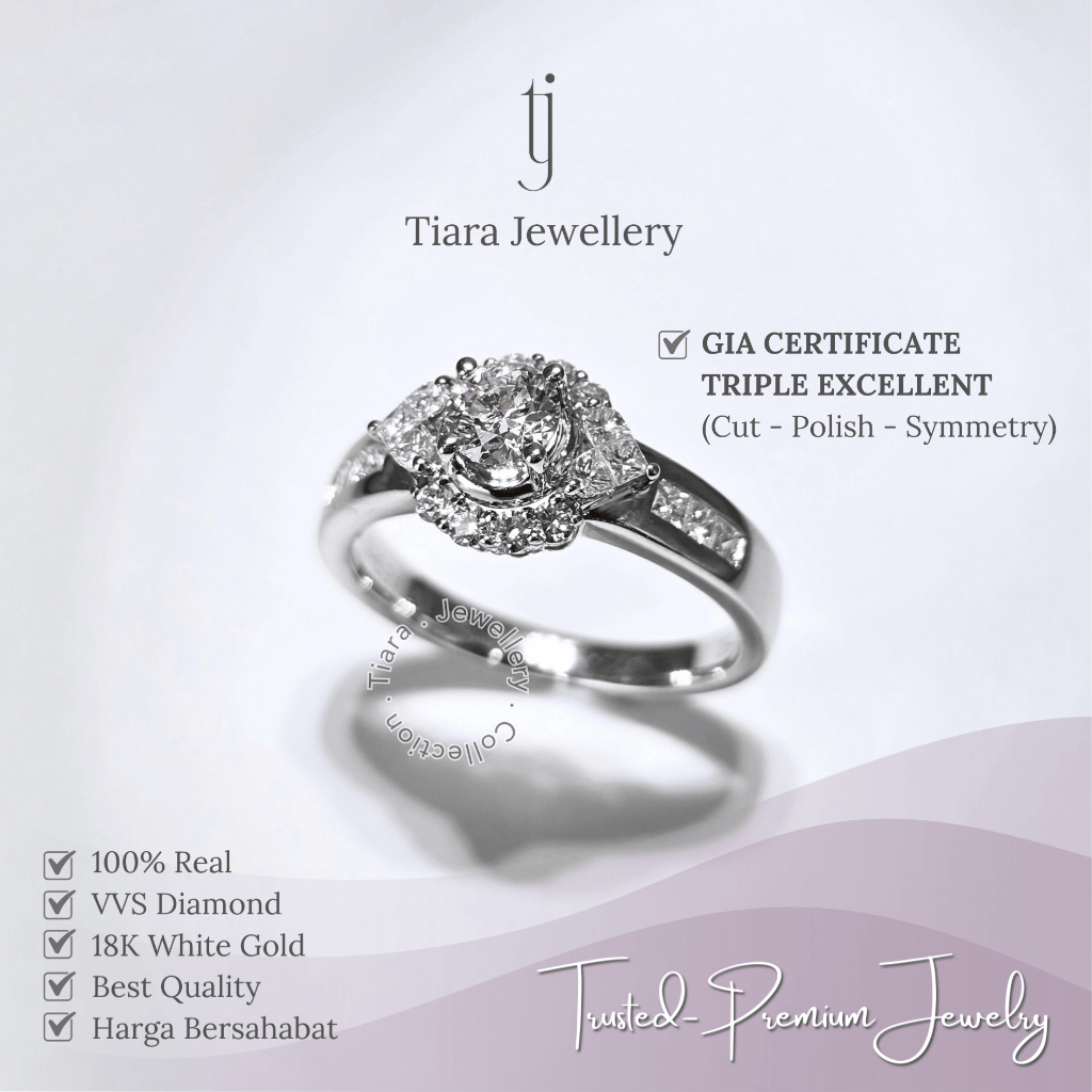 Tiara Jewellery - Fashion Vintage Women Ring VVS Diamond GIA Triple Excellent 18K White Gold [WF163]