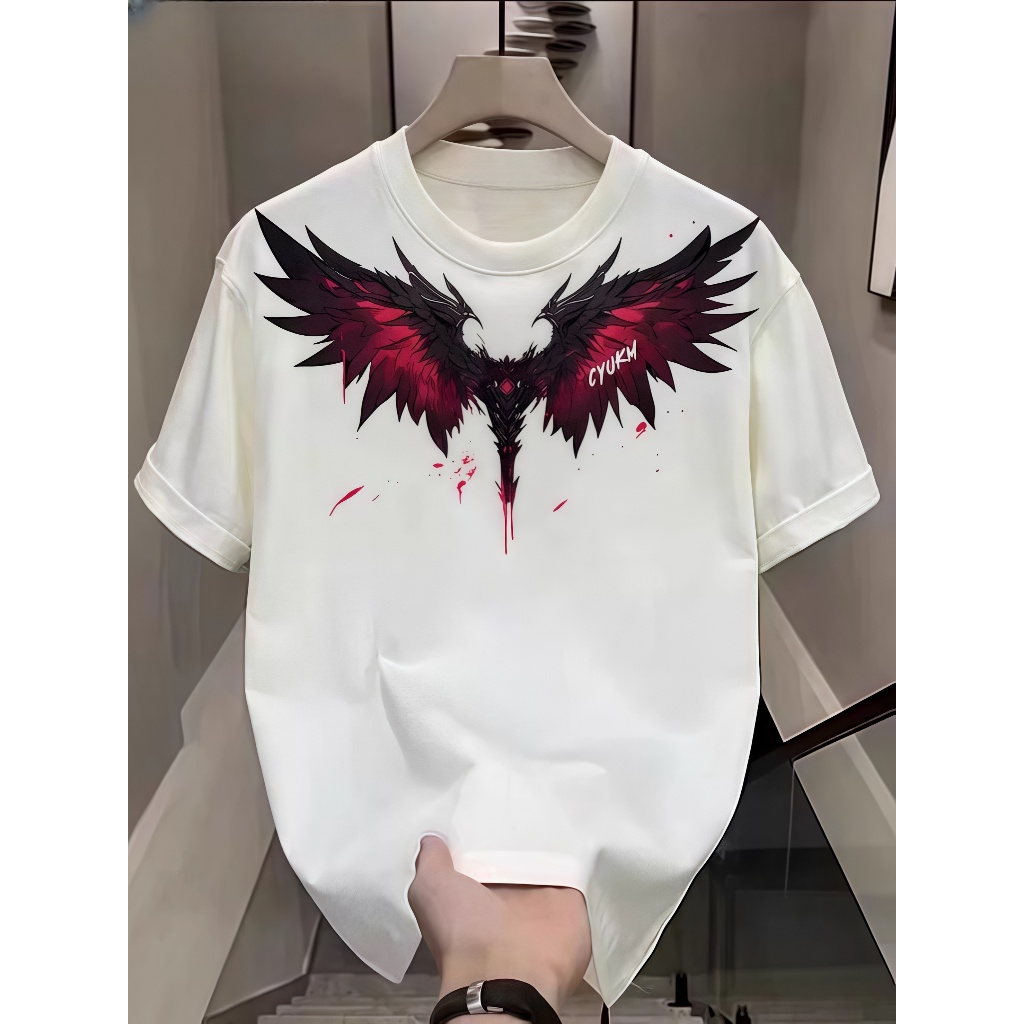 COD Kaos Putih & Hitam Sayap Elang - Kaos Burla Putih Burung Terbang | Sayap Malaikat Populer Terlar