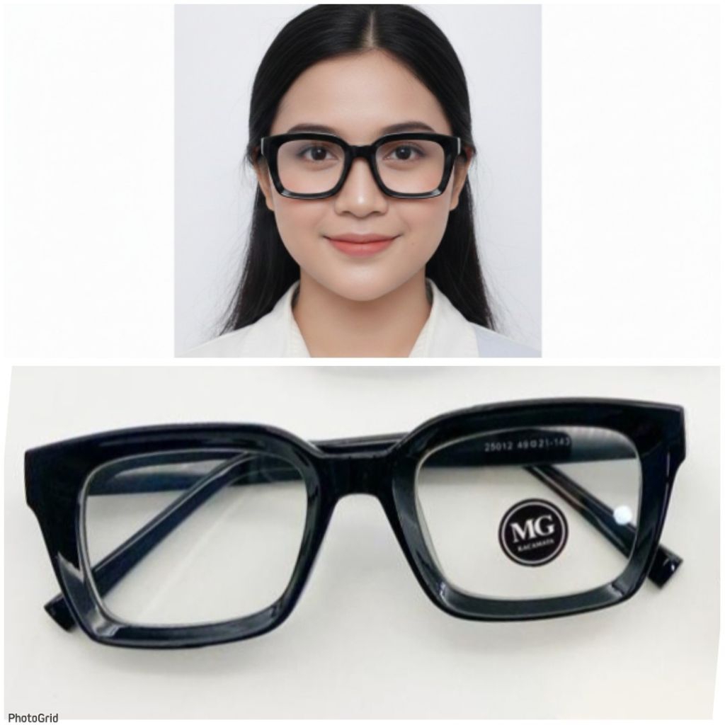 Kacamata antiradiasi Skena bold tipe warna hitam glosy free lensa minus dan silinder