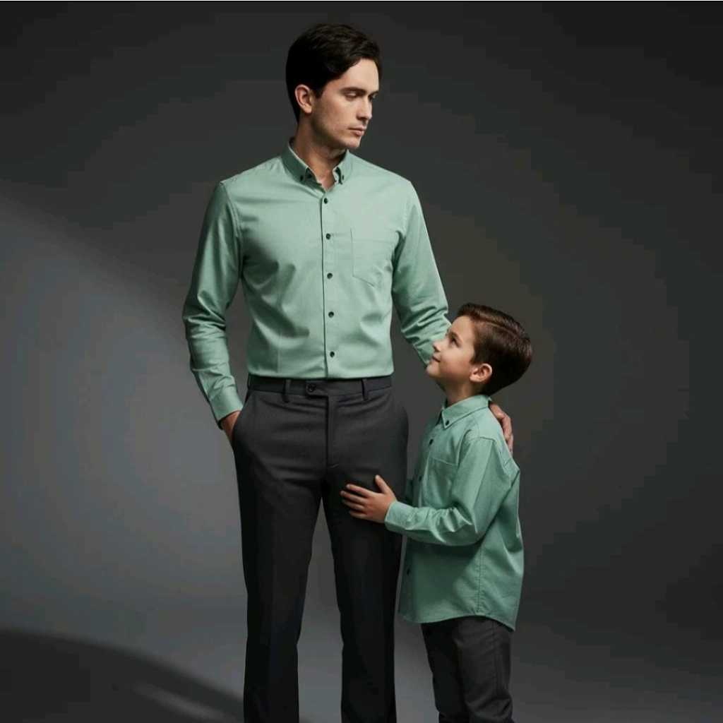 kemeja hijau pria lengan panjang lengan pendek hijau sage polos slimfit hem cowok tangan panjang pen