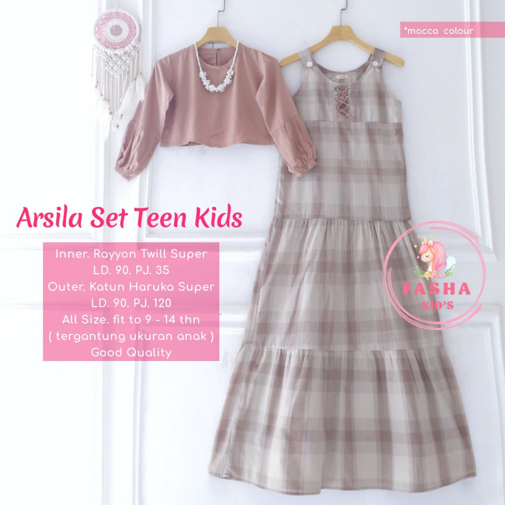 gamis overall anak perempuan 12-16 tahun arsila aziziah evelyn jazila nadira slavina tifani set teen