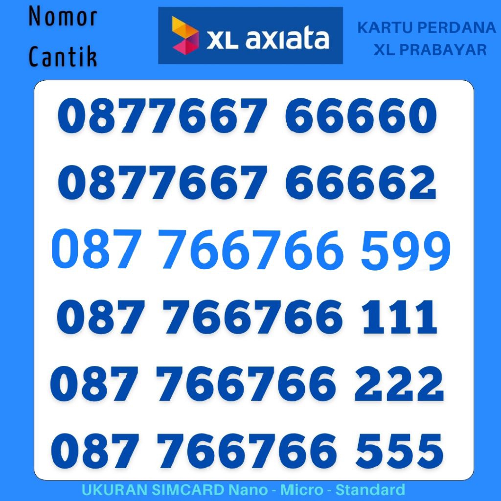 NOMOR CANTIK XL TAHUN 766 766 SUPPORT 4G&5G KARTU PERDANA XL AXIS AXIATA NOCAN SUPER CANTIK KARTU PE