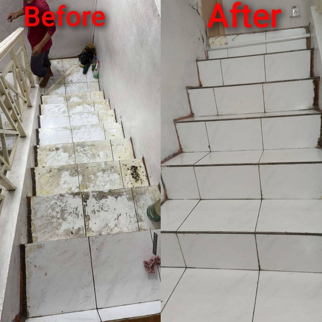 Jasa Deep cleaning Tangga Bekas Lem karpet