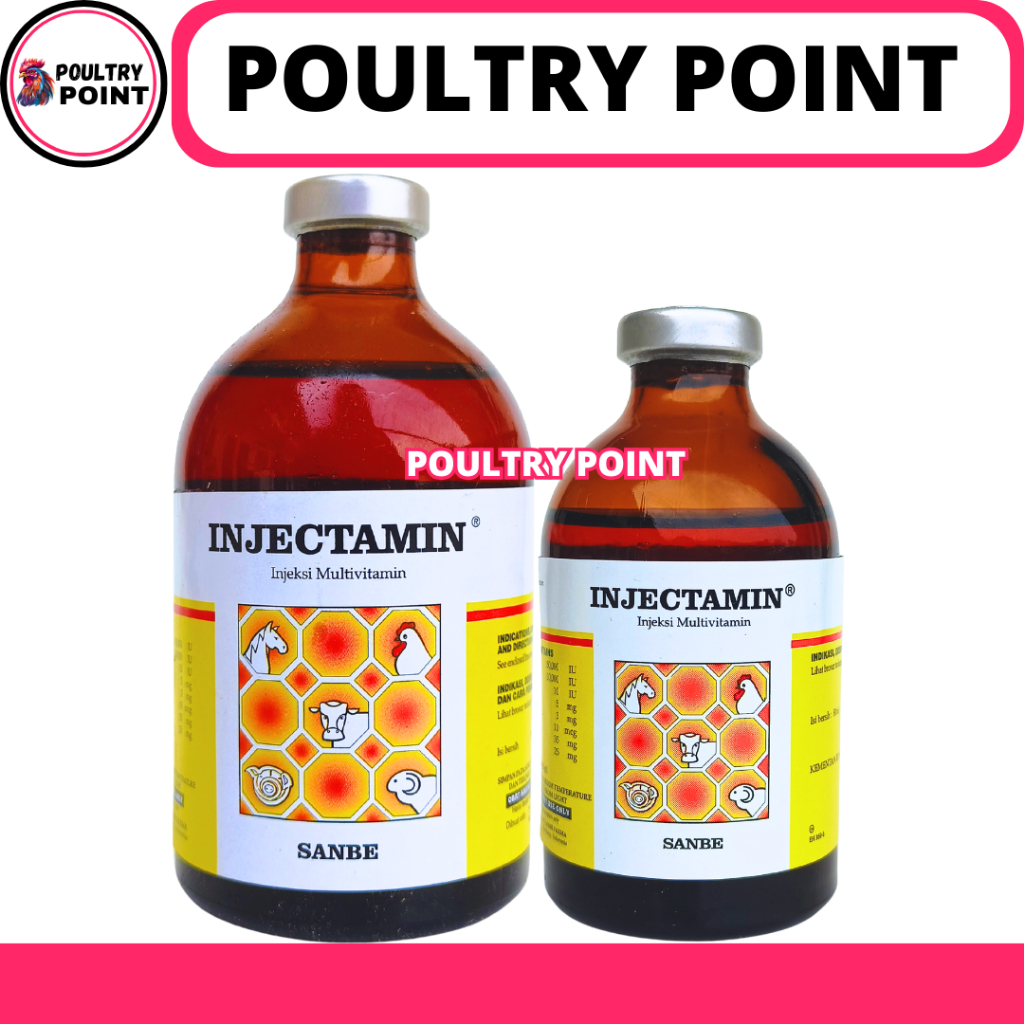 INJECTAMIN 50 ML & INJECTAMIN 100ML SANBE - Multivitamin Hewan Dosis Tinggi Ternak Sapi Kambing Babi