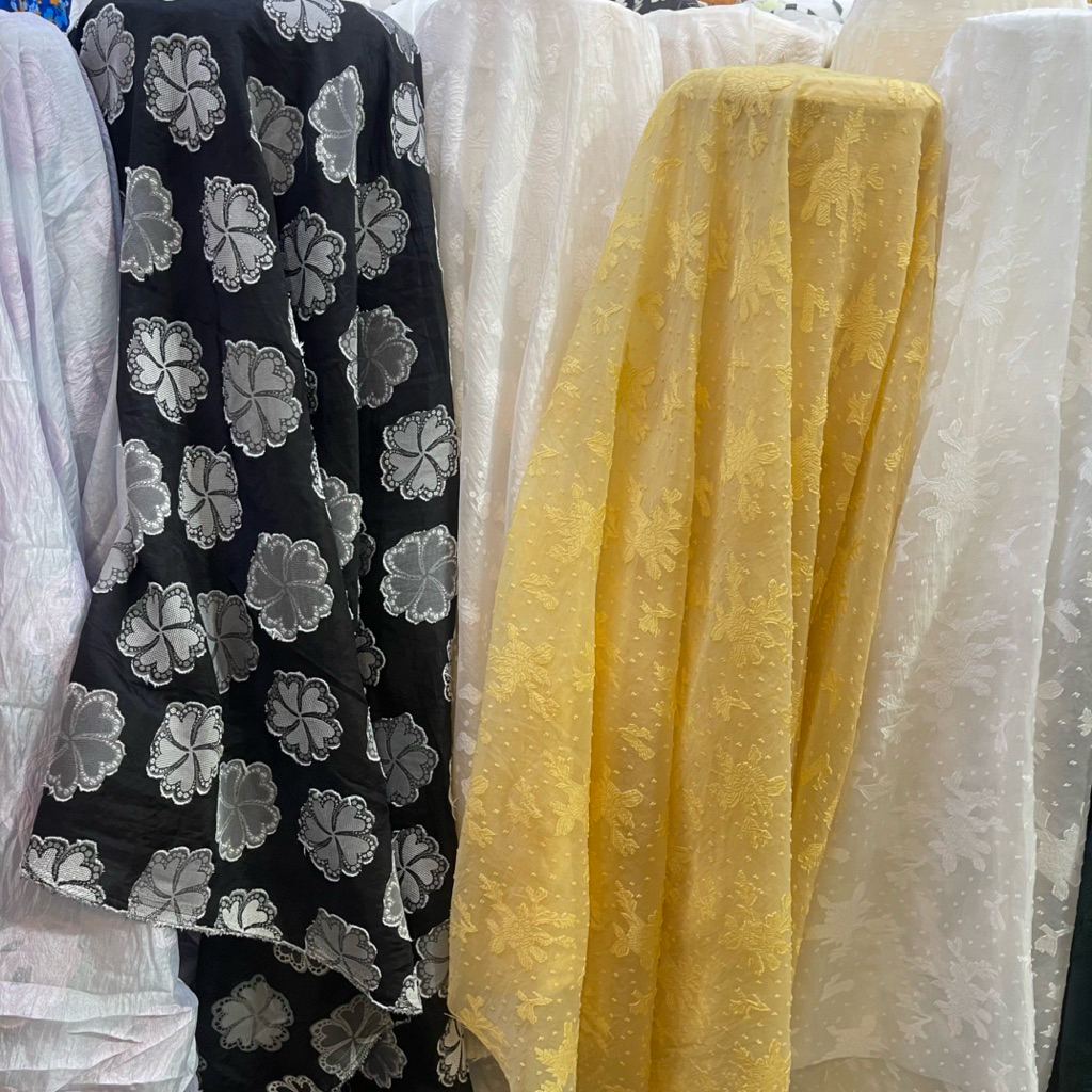 kain organza embos motif bunga premium - kain organza motif timbul - kain organz korea lqb