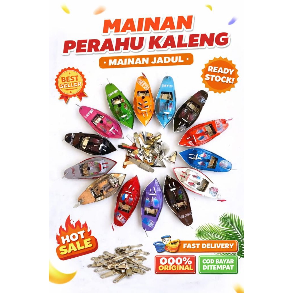 Mainan Kapal Air Tradisional Otok Otok Anak dengan Bahan Kaleng Tahan Lama