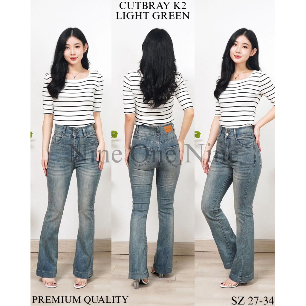 [Evasabrina88]CELANA CUTBRAY JEANS HW KANCING 2 LIPAT KAKI BESAR BAHAN JEANS MELAR NYAMAN DIPAKAI NI