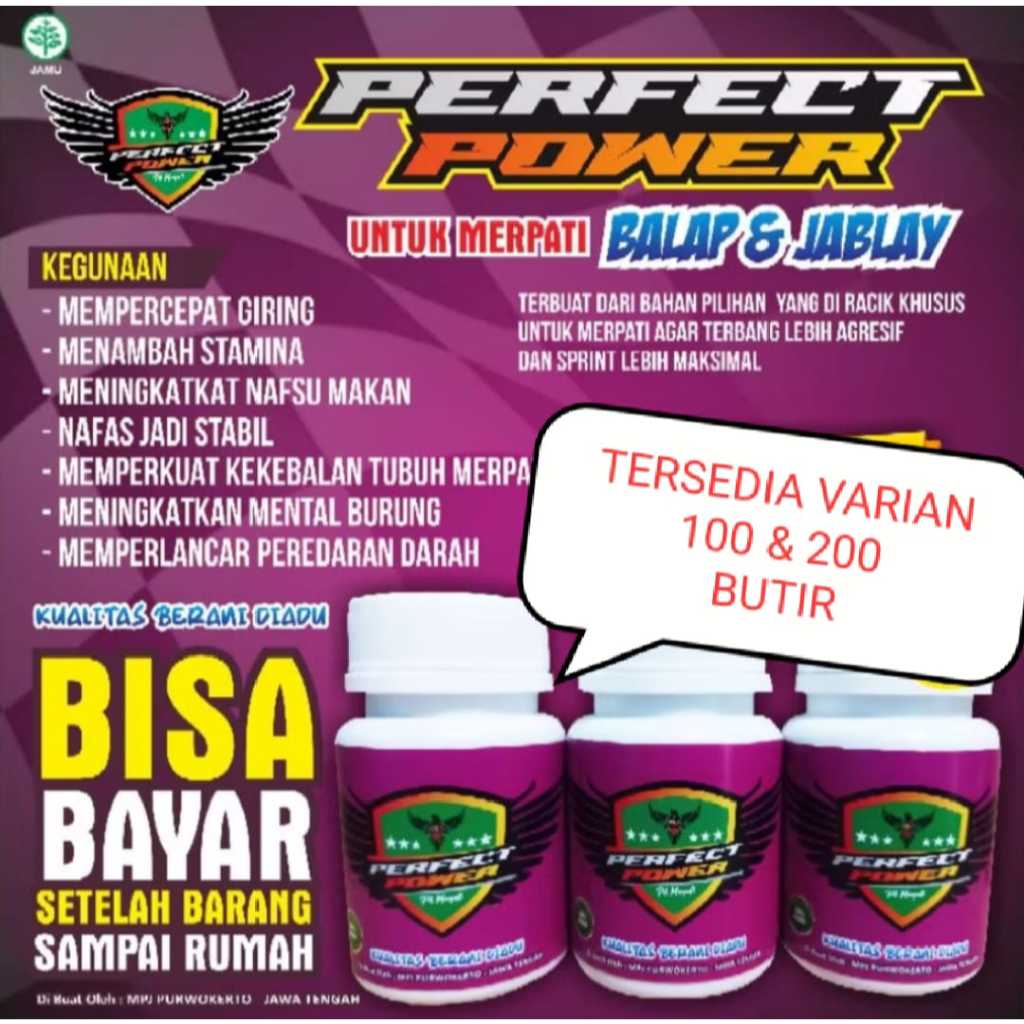 JAMU BURUNG PERFECT POWER UNGU MERPATI BALAP AGRESIF SPRINT GIRING STABIL PIL PERFECT POWER