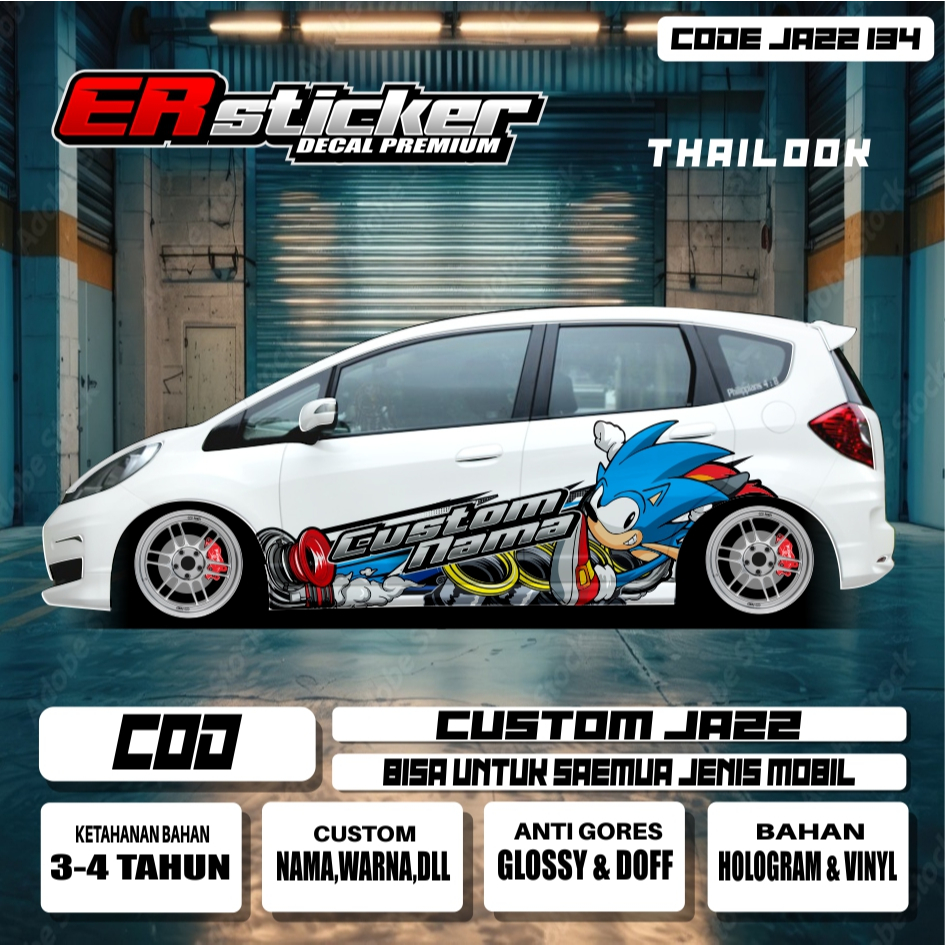 STICKER DECAL THAILOOK HONDA JAZZ ANIMA SONIC / JAZZ 134-141 FREE CUSTOM