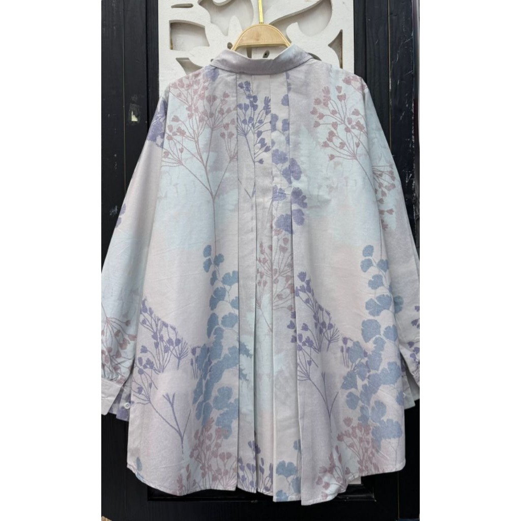 Atasan wanita kemeja lipit belakang  katun jepang premium bahan katun jepang