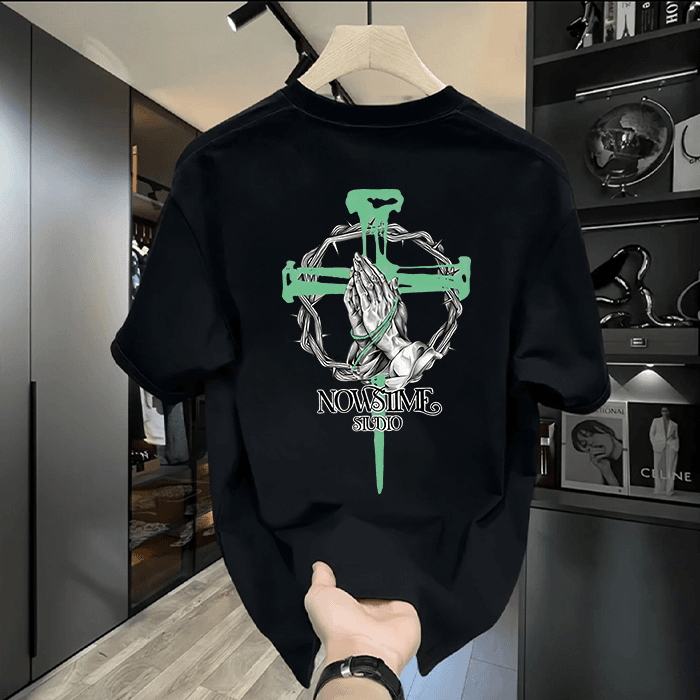 kaos pria original 100% katun anti keringat kerah bundar ukuran besar Polanya Bunga Durian Gelap kao