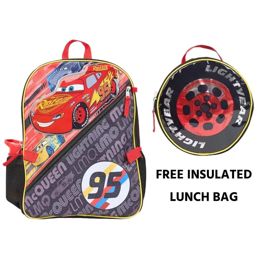 Tas Ransel Sekolah Anak Disney Cars McQueen Merah Hitam SD Backpack Laki Laki Original Lavie Stuff