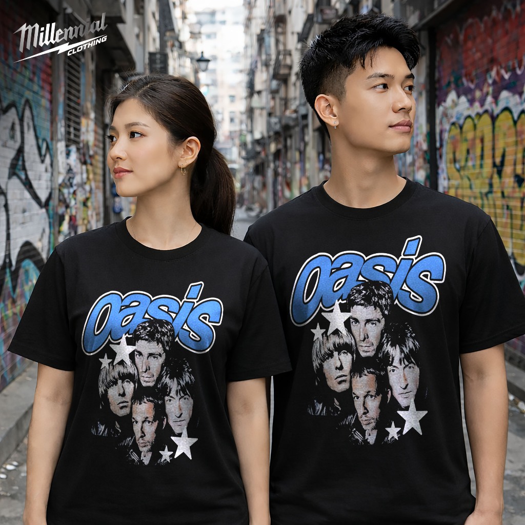 Kaos DIstro Motif Band Oasis Liam Gallagher & Noel Gallagher