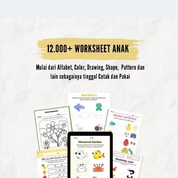PROMO 12.000+ Worksheet Anak Siap Cetak | Modul Anak 2 tahun PDF | PAUD TK | Ribuan Worksheet Anak |