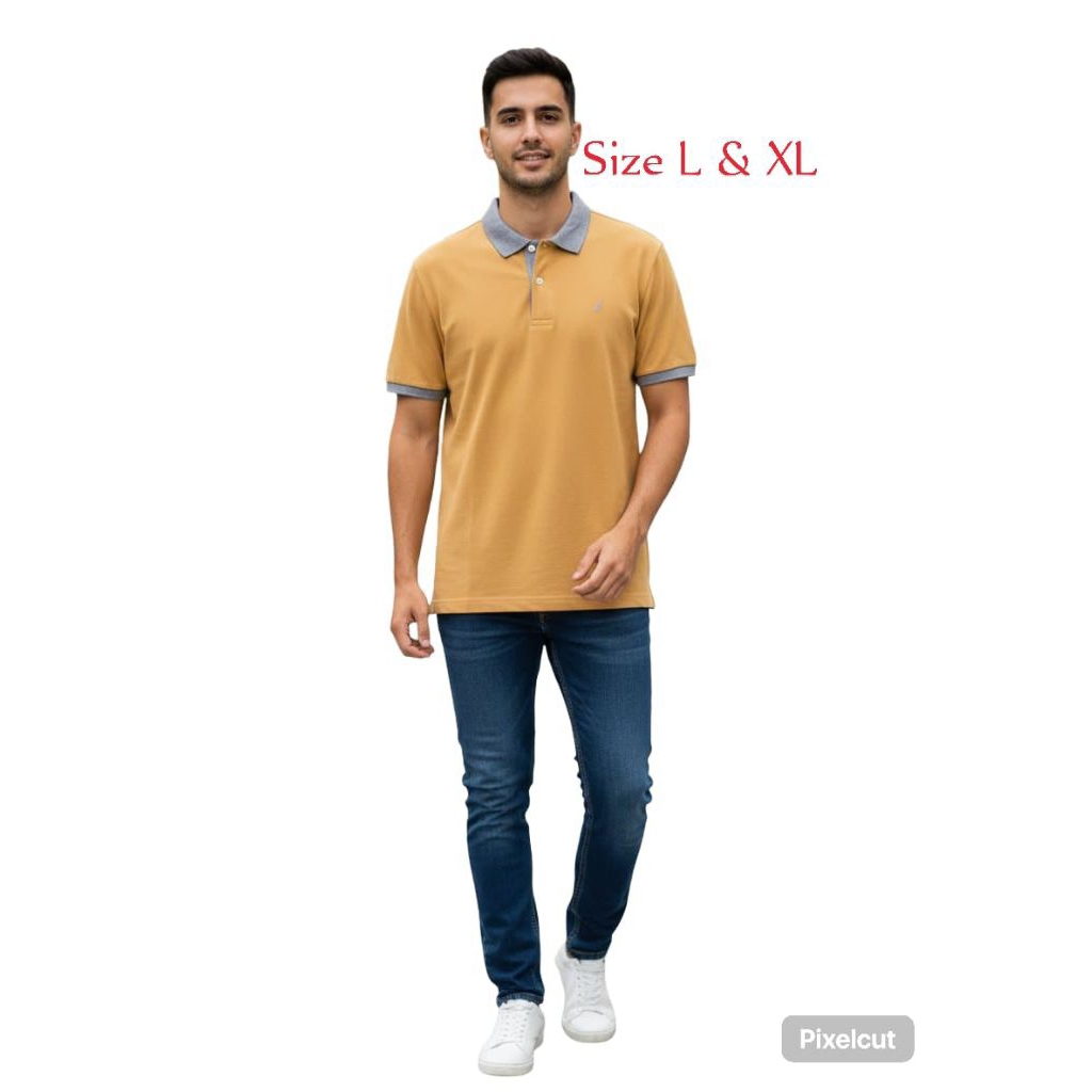 Kaos kerah Nautica Kuning kunyit
