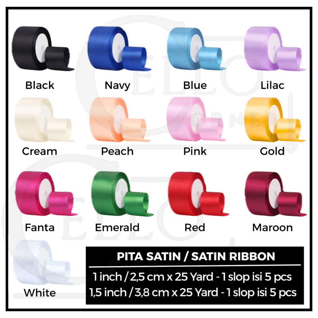 Pita Satin premium lebar 4 cm / pita Satin lebar 1,5 inch - Pita Bouquet