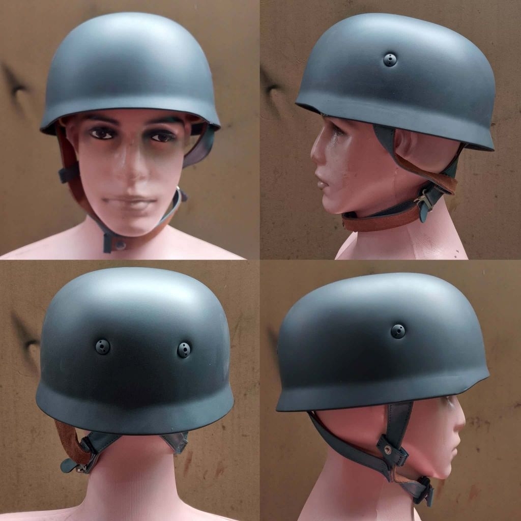 M38 Stahlhelm Fallschrimajeger Helm Jerman WWII WW2 All Size 56-60 Adjustable Size Bahan Metal Impor