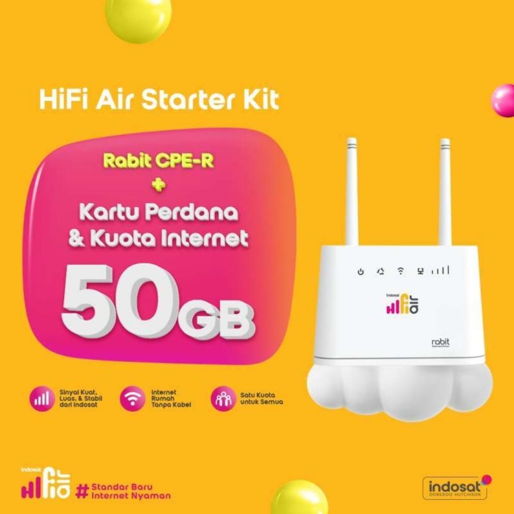 Kartu Perdana Hifi Air Indosat Bonus Kuota 50gb