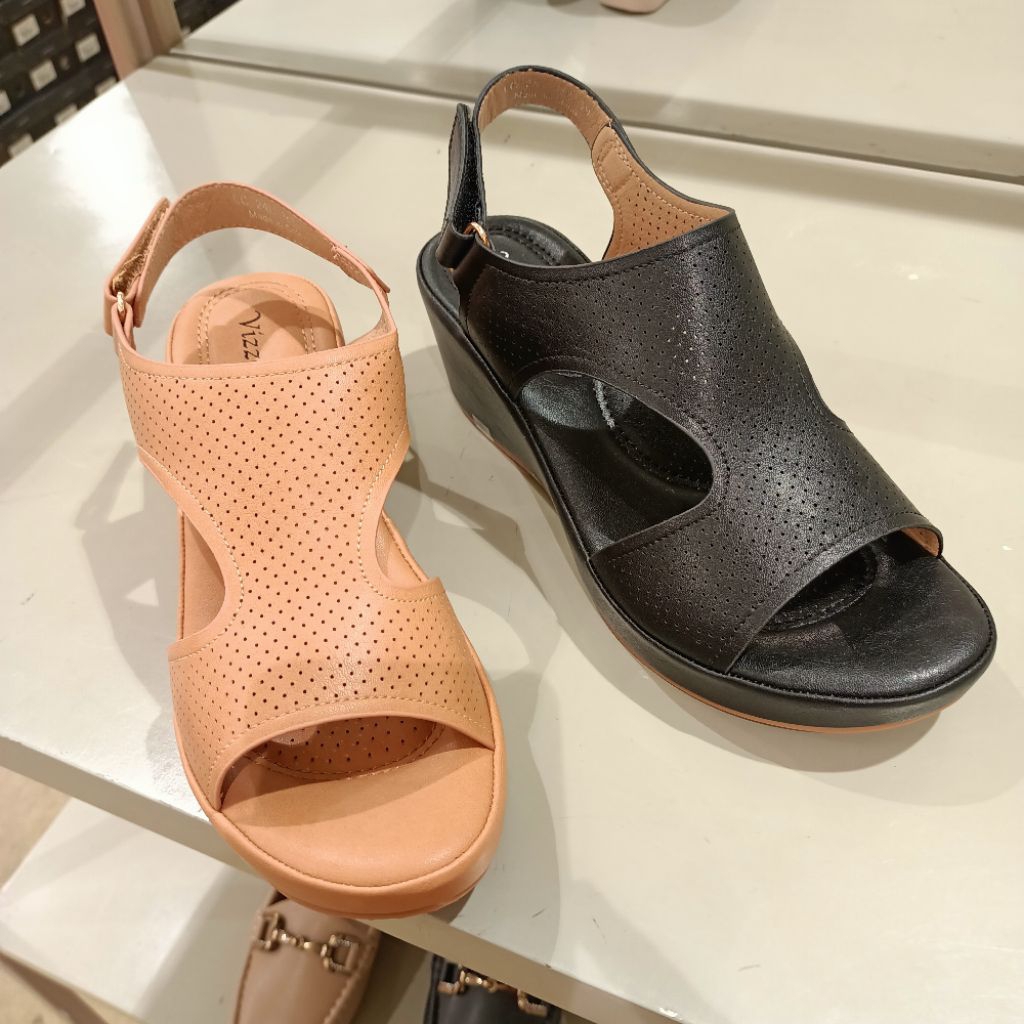 sandal wanita wedges 7cm slingback VIZZANO original