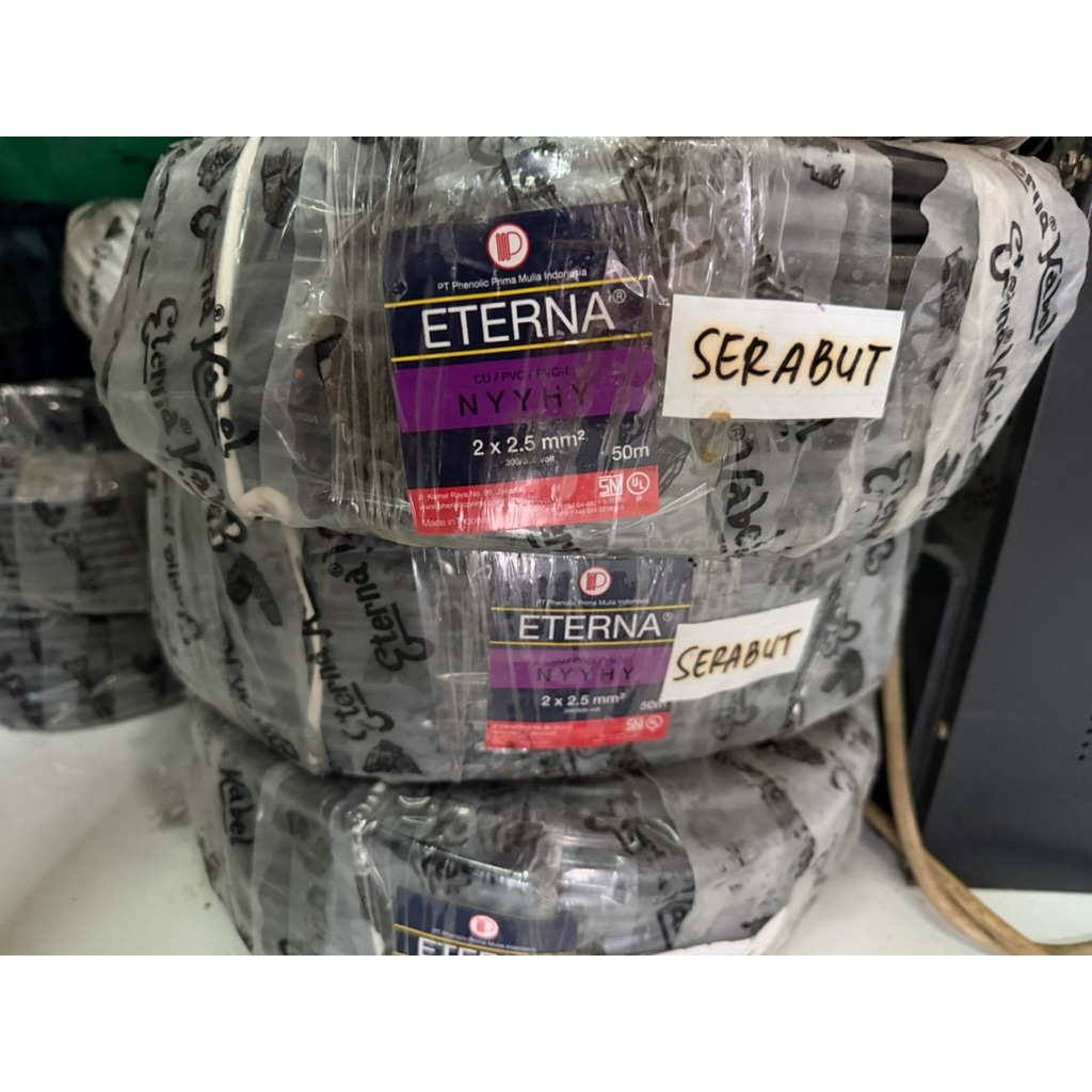 Kabel listrik ETERNA serabut 2x2,5 NYYHY. 1 Roll = 50 meter