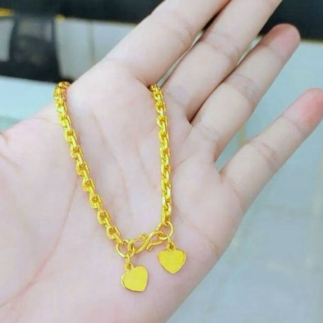Gelang Tangan Rantai Medan Polos Harian Titanium Warna Emas24K