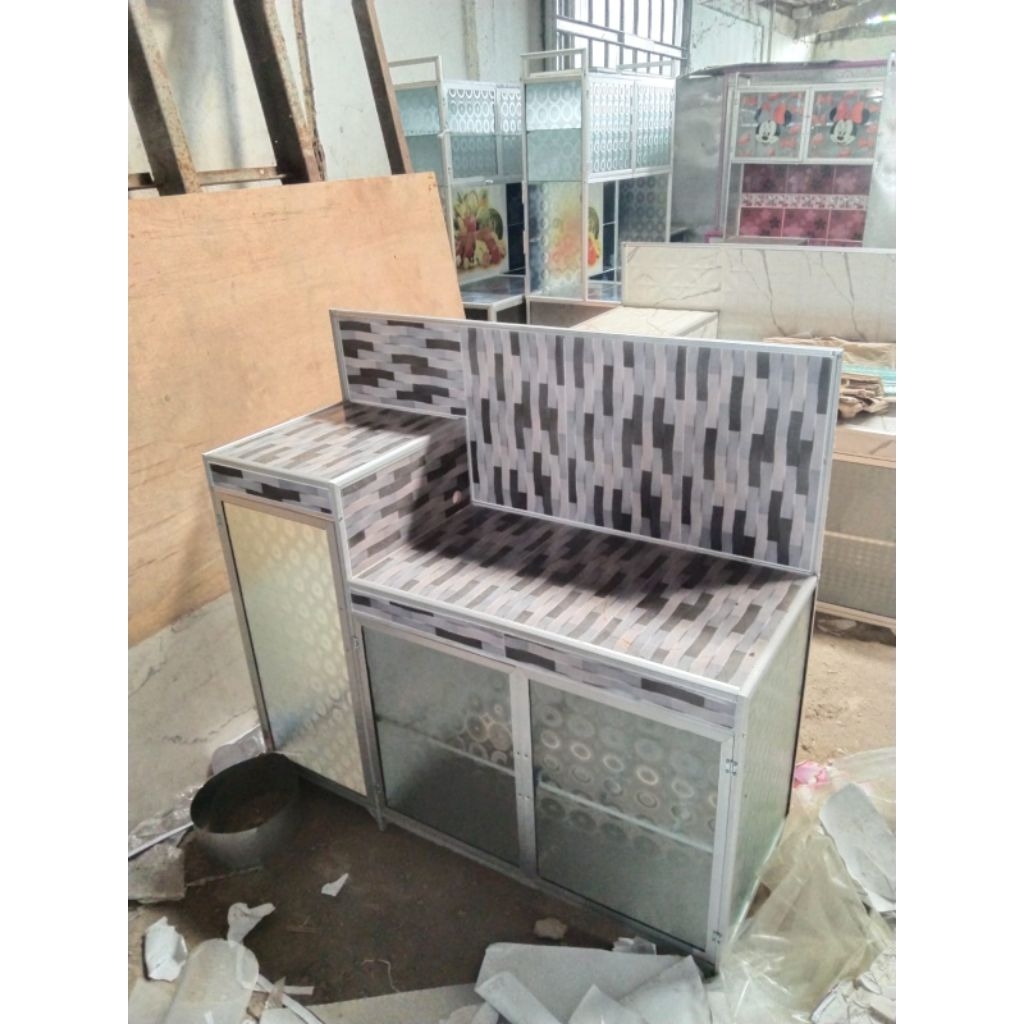 rak kompor aluminium 2 pintu minimalis