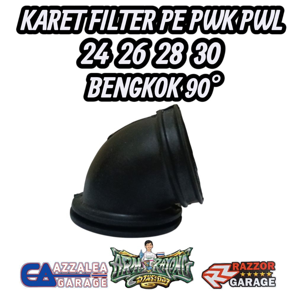 Karet filter pe pwk 24 26 28 30 bengkok 90° bahan tebal