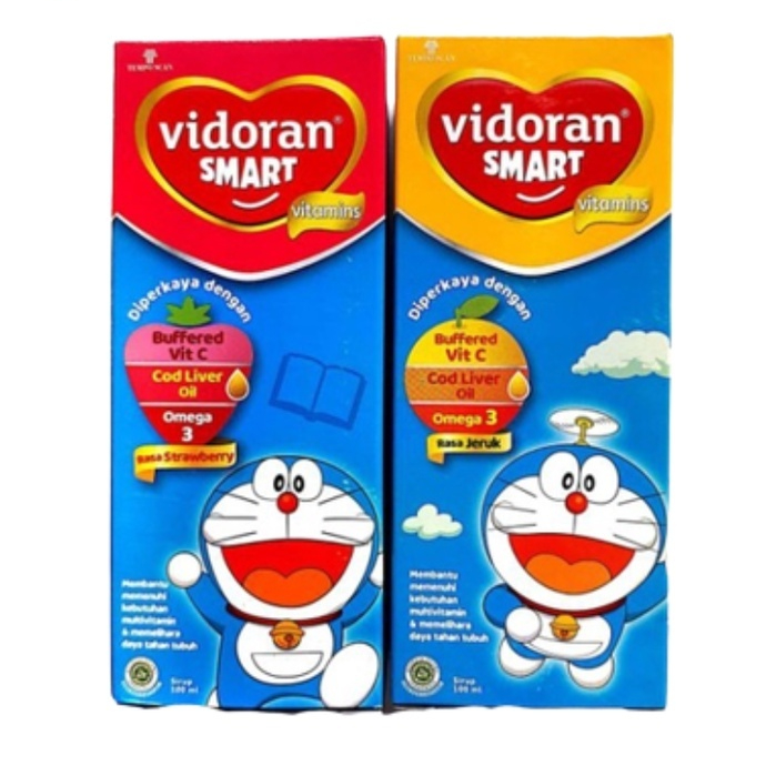 Vidoran Smart Sirup Vitamin Anak Membantu Pertumbuhan DHA EPA Vit B C 100ml Rasa Strawberry