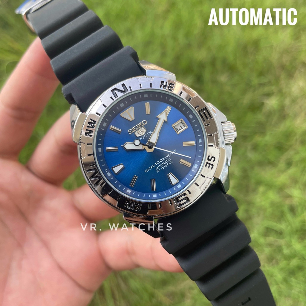 Jam Tangan Pria seiko 5 Sports Automatic Tanggal Aktif Luminous Rubber Strap Include Box