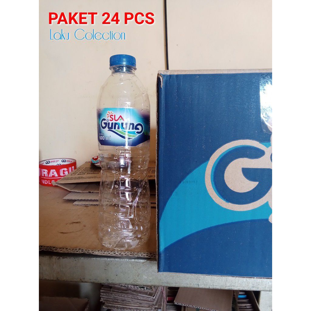 Botol bekas Aqua gunung bersih bening + tutup
