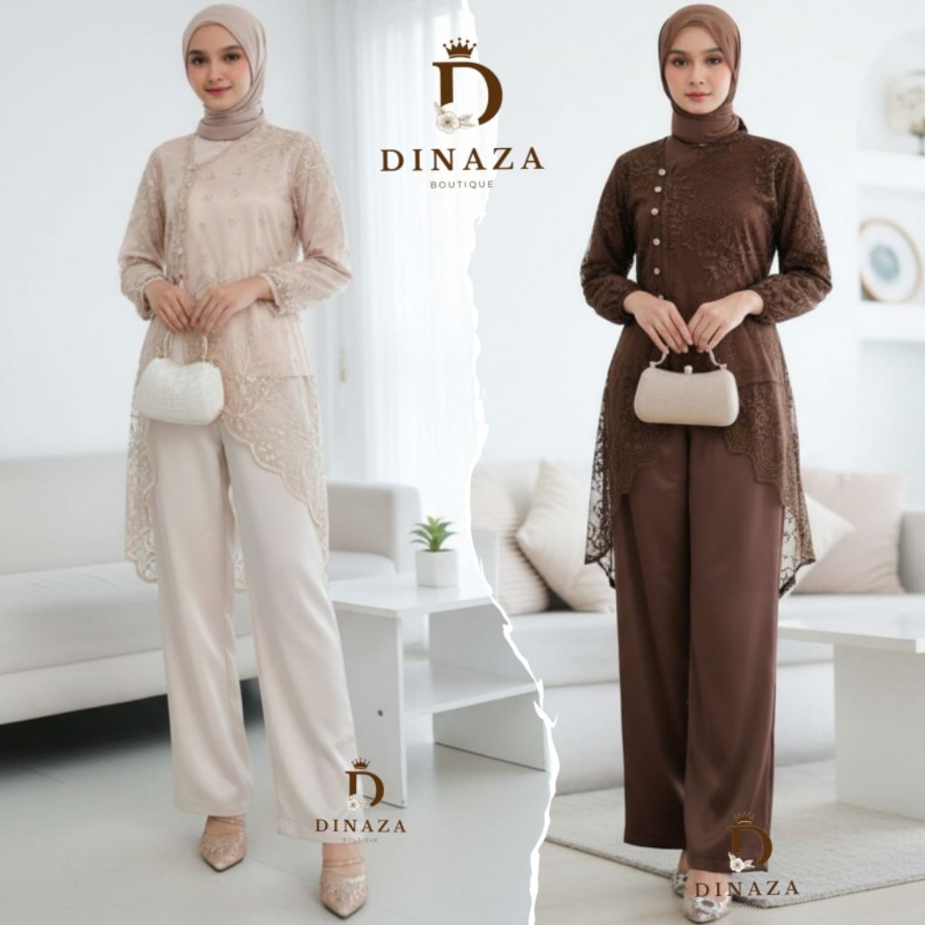 Dinaza - NADEEN ONESET KEKINIAN TERBARU ( dapat atasan+celana+Outer ) ONE SET KONDANGAN - SET BAJU L