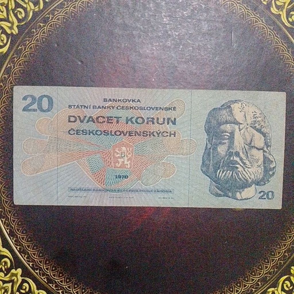 Uang Cekoslovakia 20 korun 1970 vf