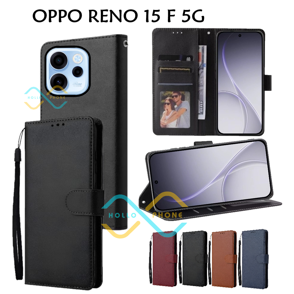 Flip Case Oppo Reno 15 F 5G Dompet Wallet Leather Case Premium Casing Hp Oppo Reno 15 F 5G