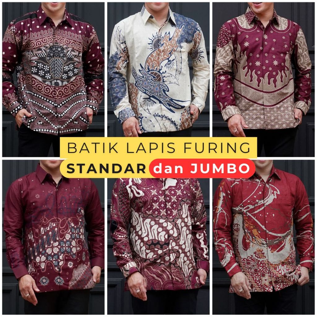Kemeja Batik Pria Lengan Panjang Lapis Furing Standar Jumbo Big Size Katun Premium Batik Ambari KOL5