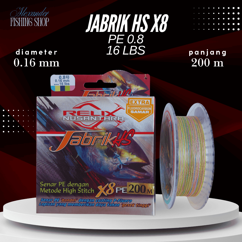 Senar PE Jabrik HS X8 200 300 Meter Multicolor | Relix Nusantara Jabrik HS X8
