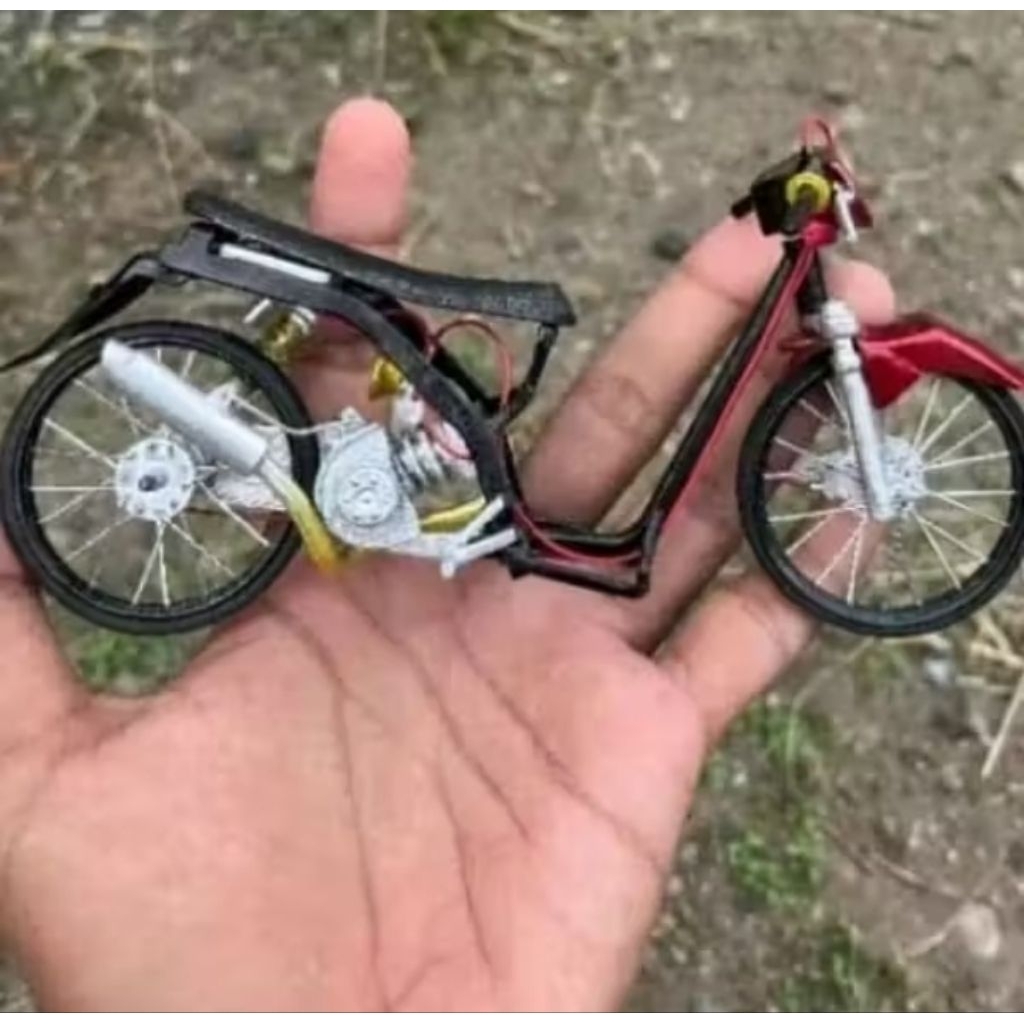 diecast miniatur motor drag honda beat karbu old bisa bongkar pasang cover
