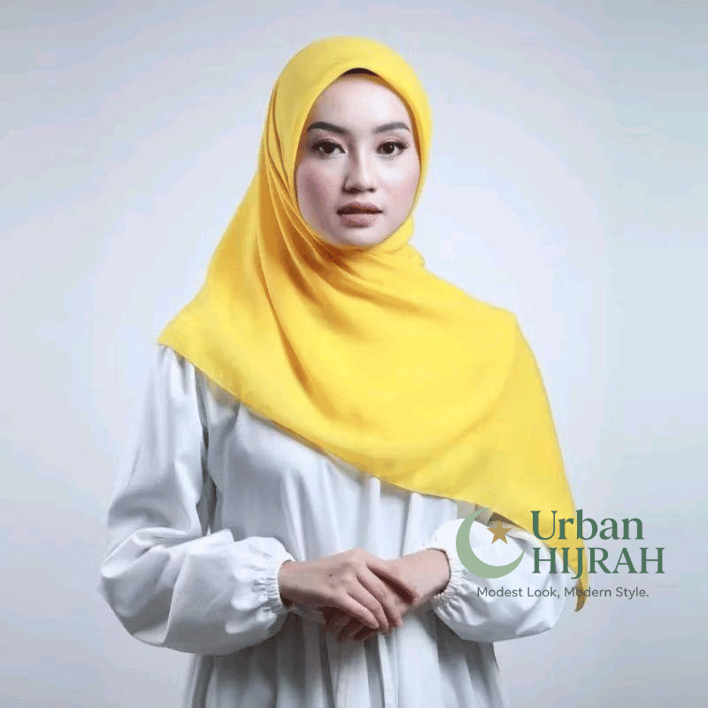 Urban HIJRAH | Hijab Bella Square Segi Empat Warna Kuning Golkar Nyaman