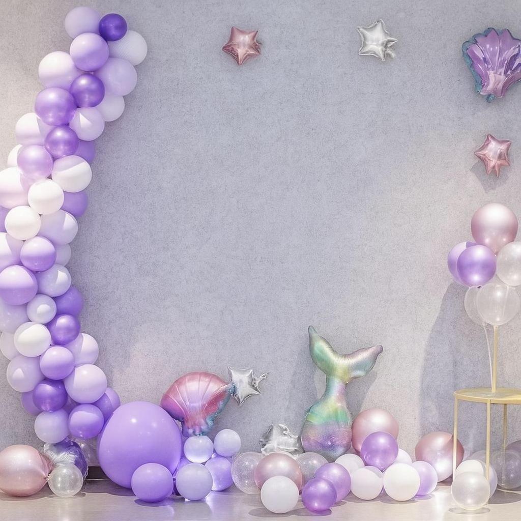 paket dekorasi ulang tahun ultah HBD thema purple mermaid anak cewek elegan