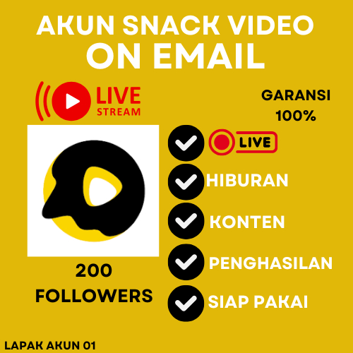 AKUN SNACK VIDEO ON EMAIL 200 - 1K FOLLOWERS SIAP PAKAI
