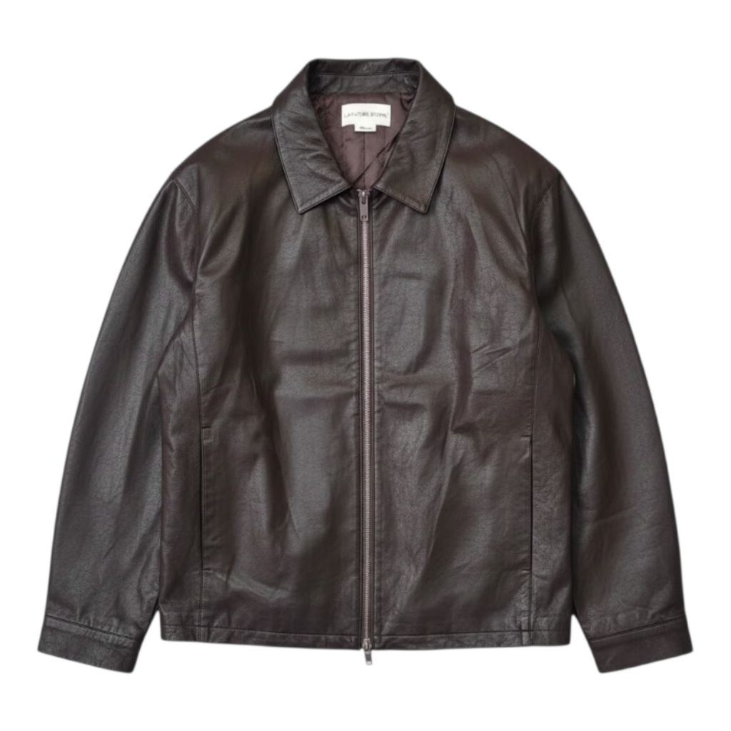LAFUDGE BLOUSON BROWN DOUBLE ZIPPER LEATHER JACKET
