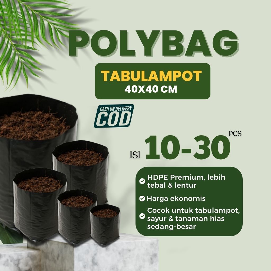 Polybag Jumbo 40x40 cm Isi 10 20 30 Lembar - Plastik Tabulampot Tanaman Buah Besar Awet