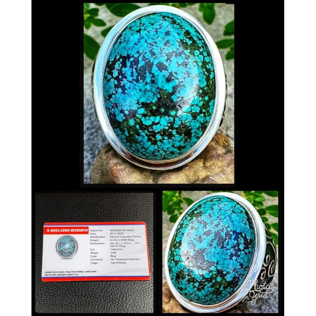 batu pirus jumbo persian iran NTE YA + RING SILVER PERAK