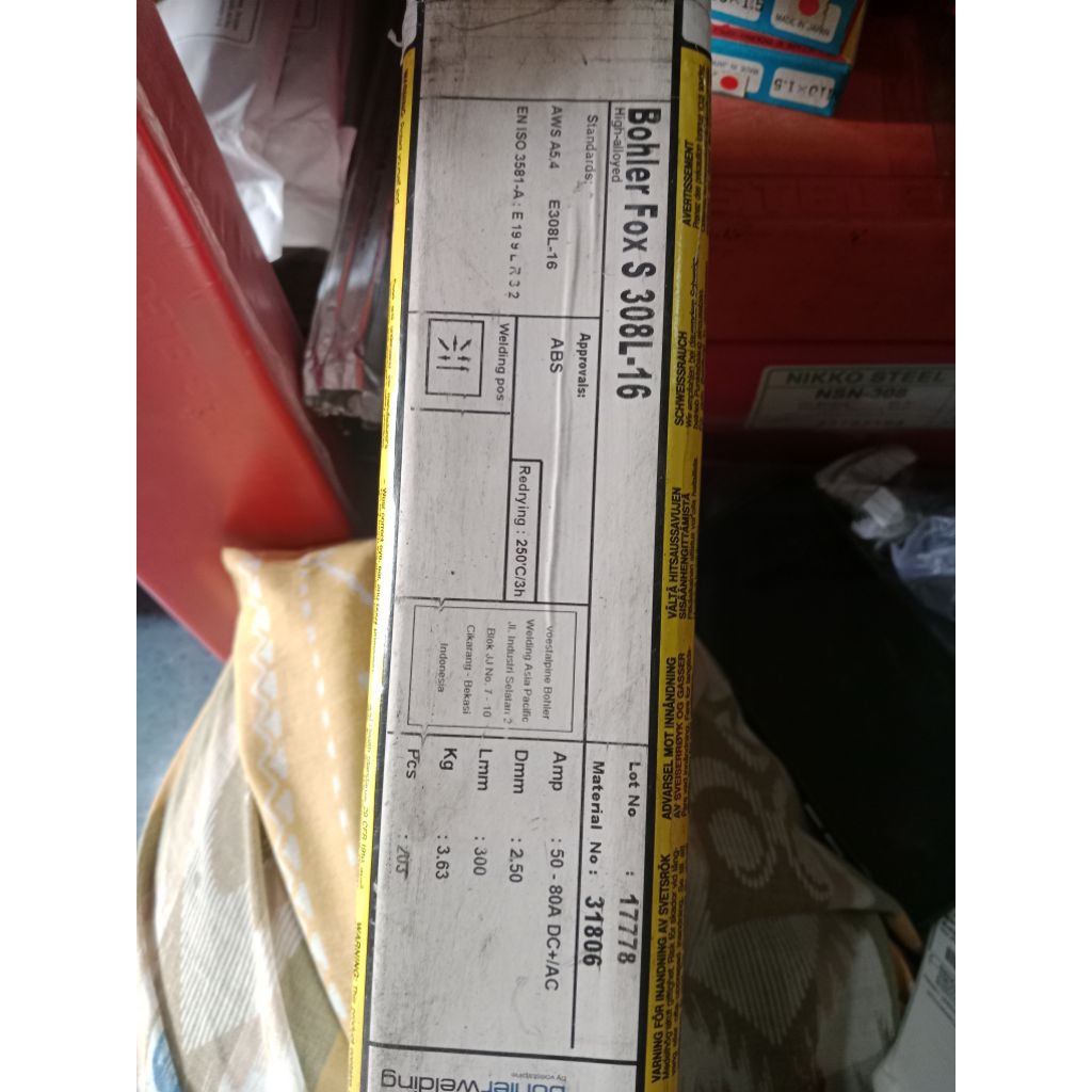 KAWAT LAS STAINLESS STEEL BOHLER 308L-16 Size. 2.5MM HARGA 1KG