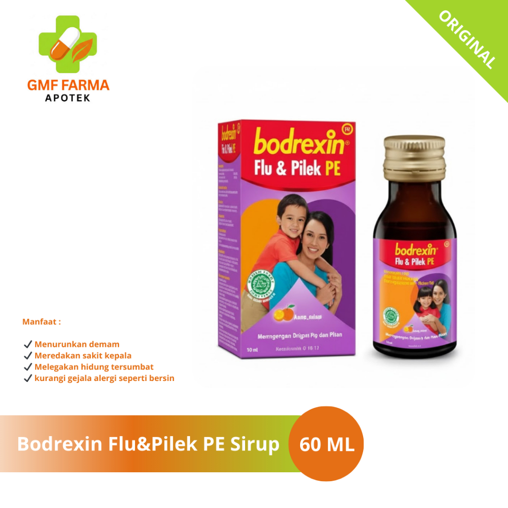 BODREXIN Flu & Pilek PE Sirup  Rasa Jeruk 56ML