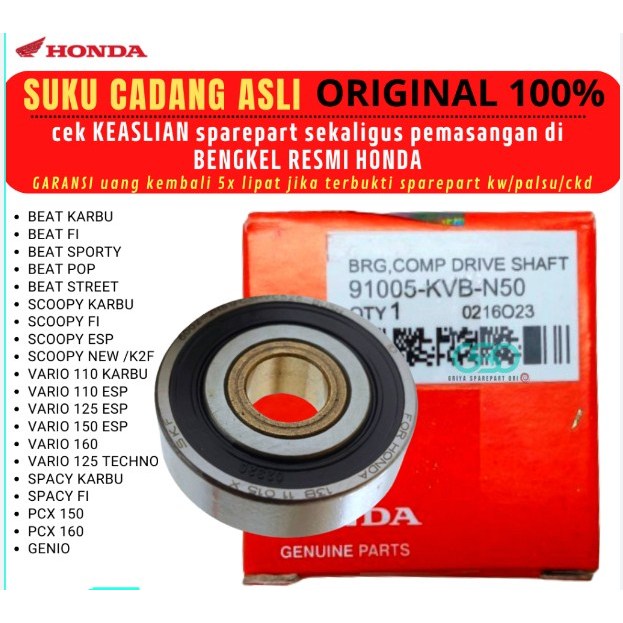 Bearing 6002 Ori HONDA Laher bak CVT PCX 150 160 ADV Genio Scoopy karbu Scoopy fi Scoopy esp New sco