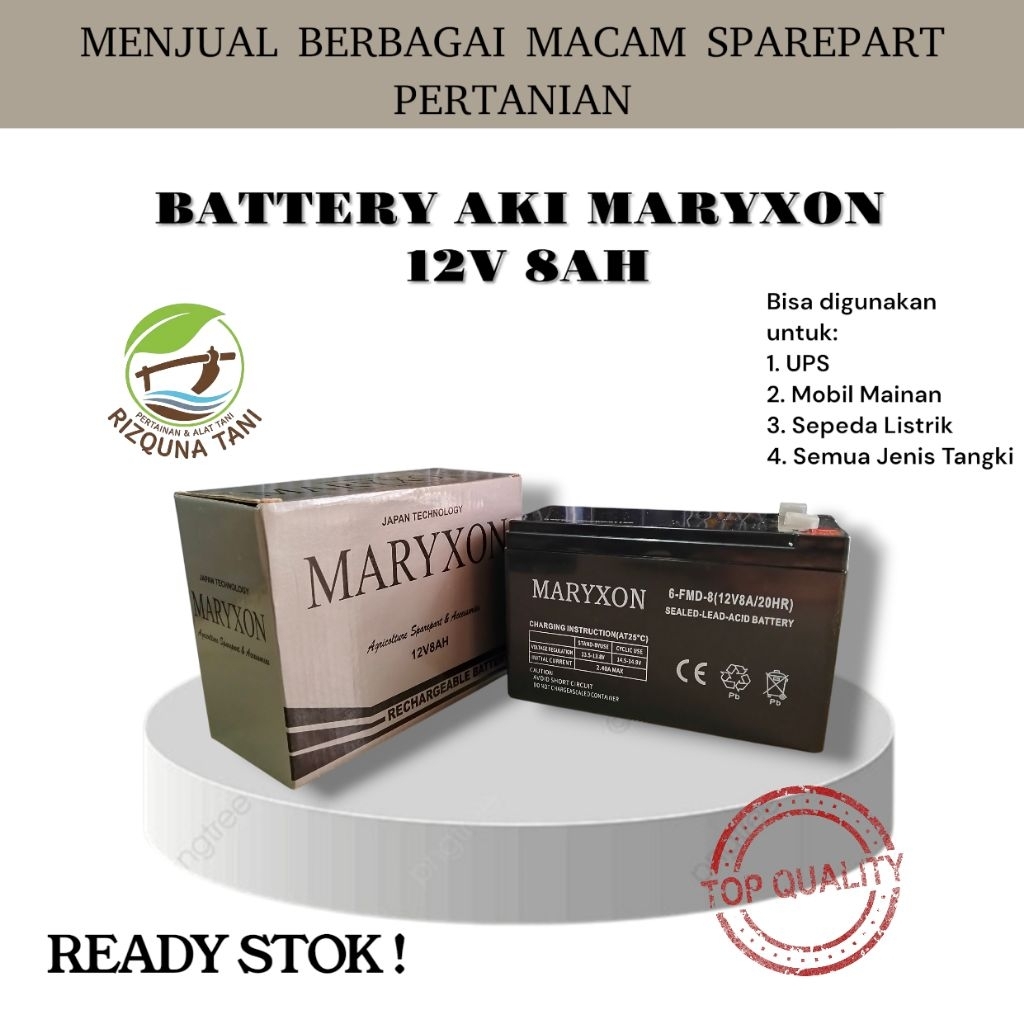 AKI 8AH 12V MARXON HITAM | AKI SPRAYER ELEKTRIK 12V 8AH | AKI MOBIL MAINAN