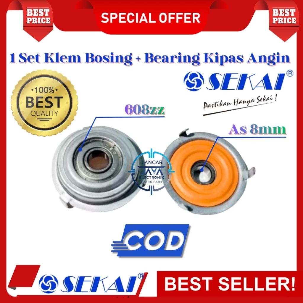 Set Klem Bosing 8mm + Bearing 608zz Kipas Angin Sekai 1 Set – Solusi Kipas Berputar Lancar
